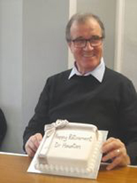 Dr Houston enjoyed a leaving cake and presents with his patients and practice group at the surgery on London Road, and shared his thoughts on the importance of care in his profession.