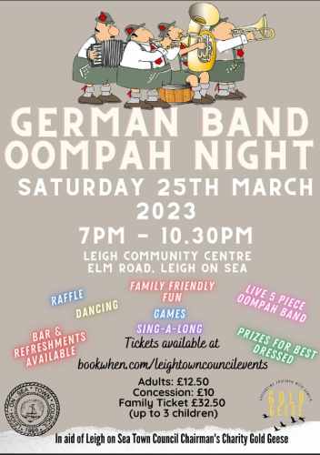 LEIGH Community Centre is set to be the venue for a rousing German Band Oompah Night on March 25, in aid of a local charity supporting children with cancer. 