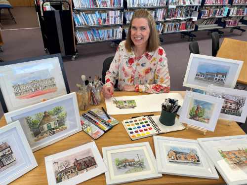 Leigh On Sea News. Local History Month - A WATERCOLOUR painter celebrated Local History Month with an exhibition at Rayleigh Library.