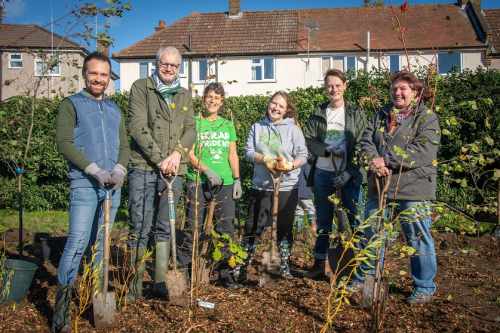 Leigh On Sea News: Playground Tree Planting - LEIGH’S Green Party City councillor joined volunteers at a re-wilding event at a local school, run by local mental health charity Trust Links.