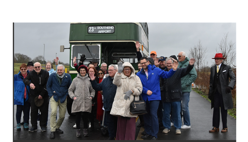 Leigh On Sea News: Bus Route Celebration - LEIGH campaigners enjoyed a stylish trial-run of revived bus routes set to link Leigh to Southend Airport.